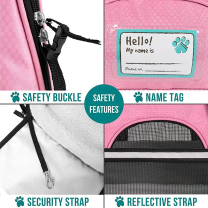 Premium Airline Approved Soft-Sided Pet Travel Carrier | Ideal for Small - Medium Sized Cats, Dogs, and Pets | Ventilated, Comfortable Design with Safety Features (Small, Pink)