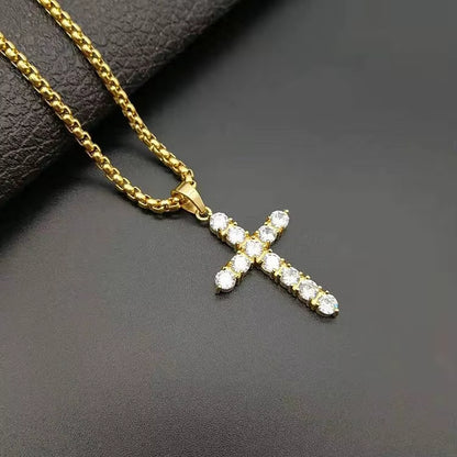 Fashion Female Cross Pendants Dropshipping Gold Black Color Stainless Steel Jesus Cross Pendant Necklace Jewelry for Men/Women