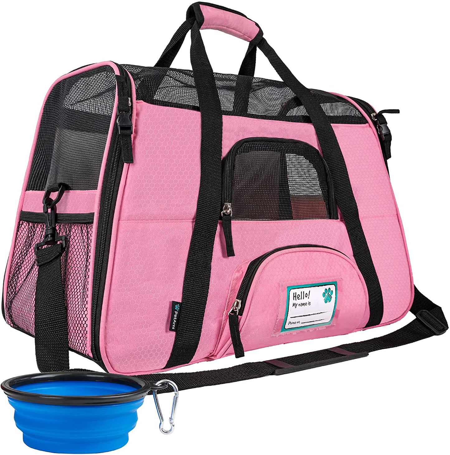 Premium Airline Approved Soft-Sided Pet Travel Carrier | Ideal for Small - Medium Sized Cats, Dogs, and Pets | Ventilated, Comfortable Design with Safety Features (Small, Pink)
