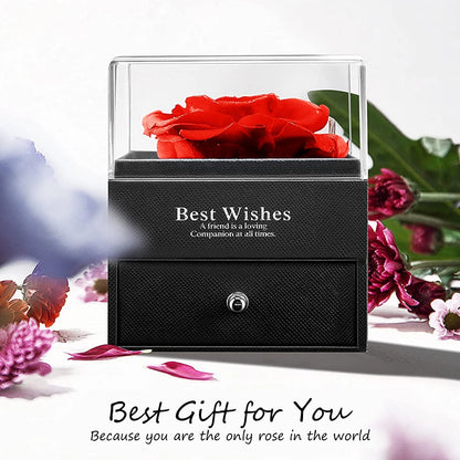 Preserved Red Real Rose with I Love You Necklace in 100 Languages -Eternal Flowers Rose Gifts for Mom Wife Girlfriend Her on Christmas Valentines Day Mothers Day Anniversary Birthday Gifts for Women